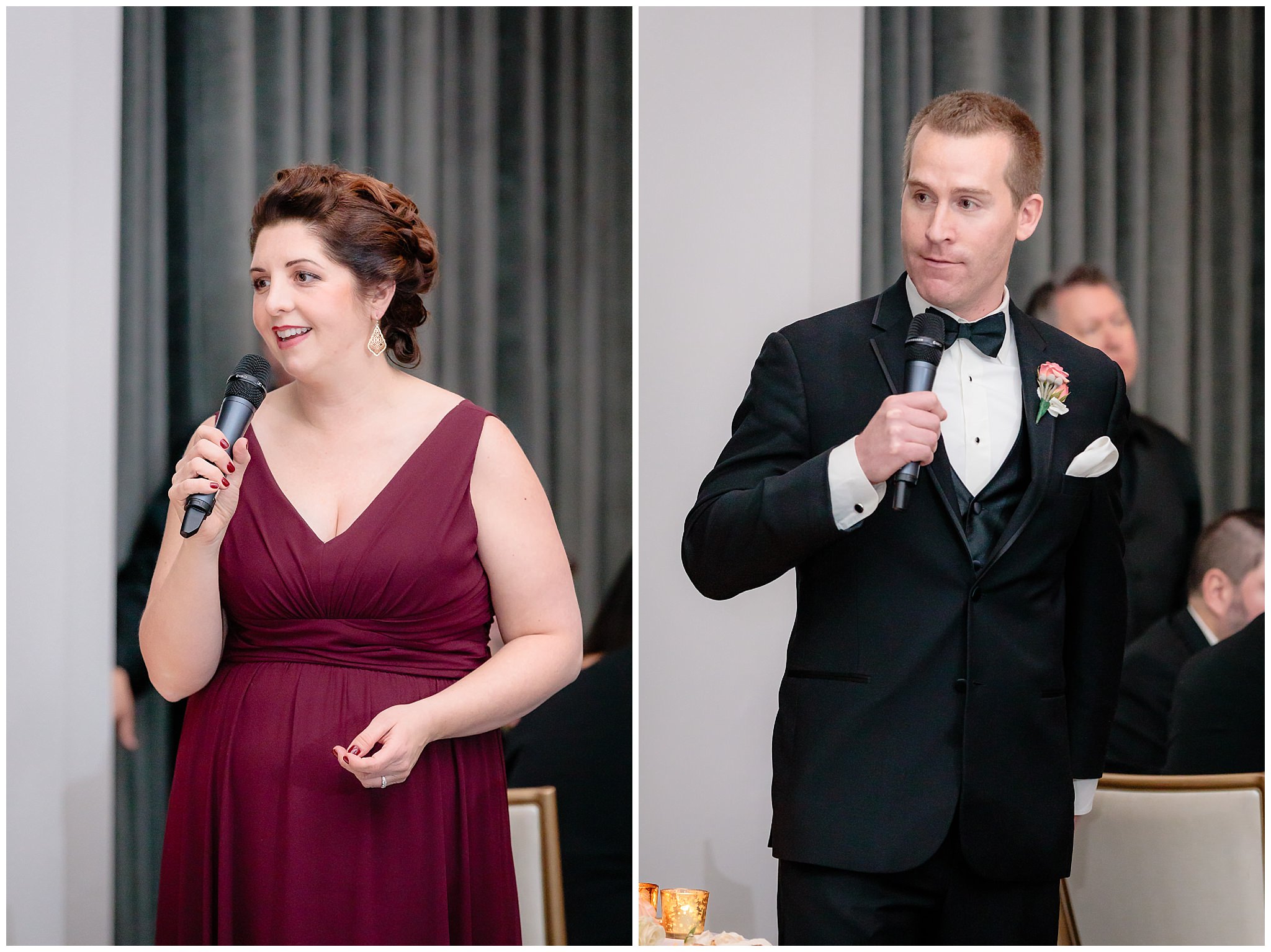 Matron of Honor & Best Man give speeches at a Hotel Monaco wedding reception