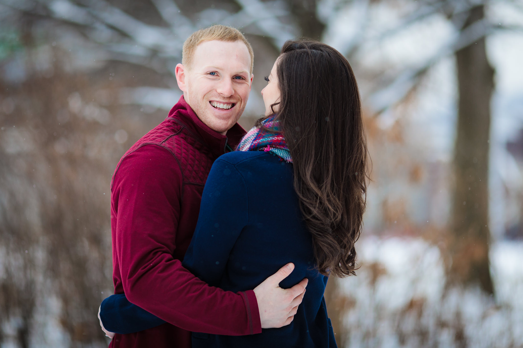 Groom-to-be smiles during his Point State Park engagement session