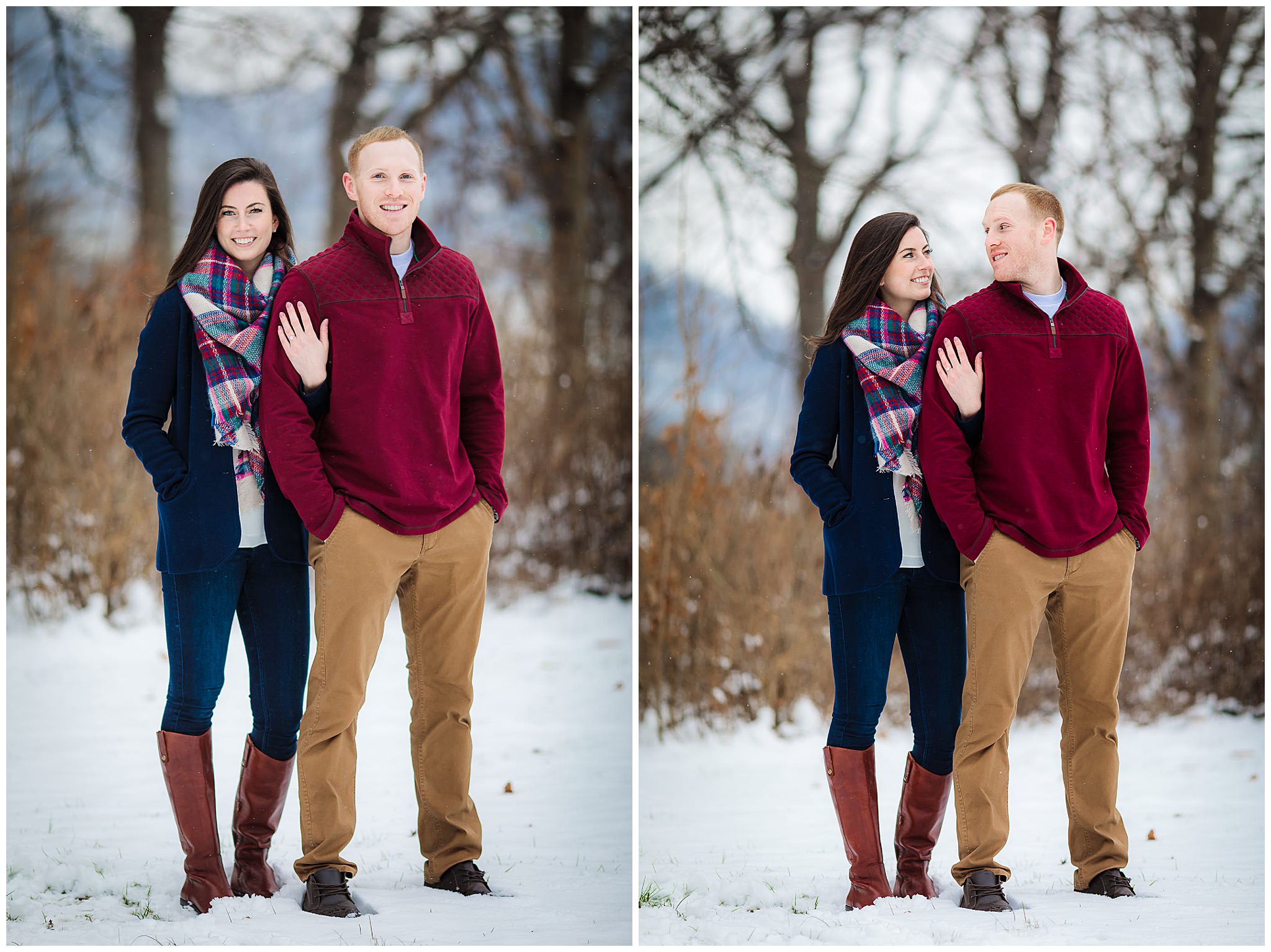 Engagement session in the snow at Point State Park