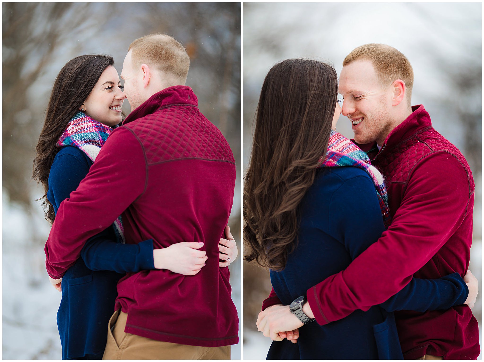 Cozy winter engagement session in Pittsburgh's Point State Park