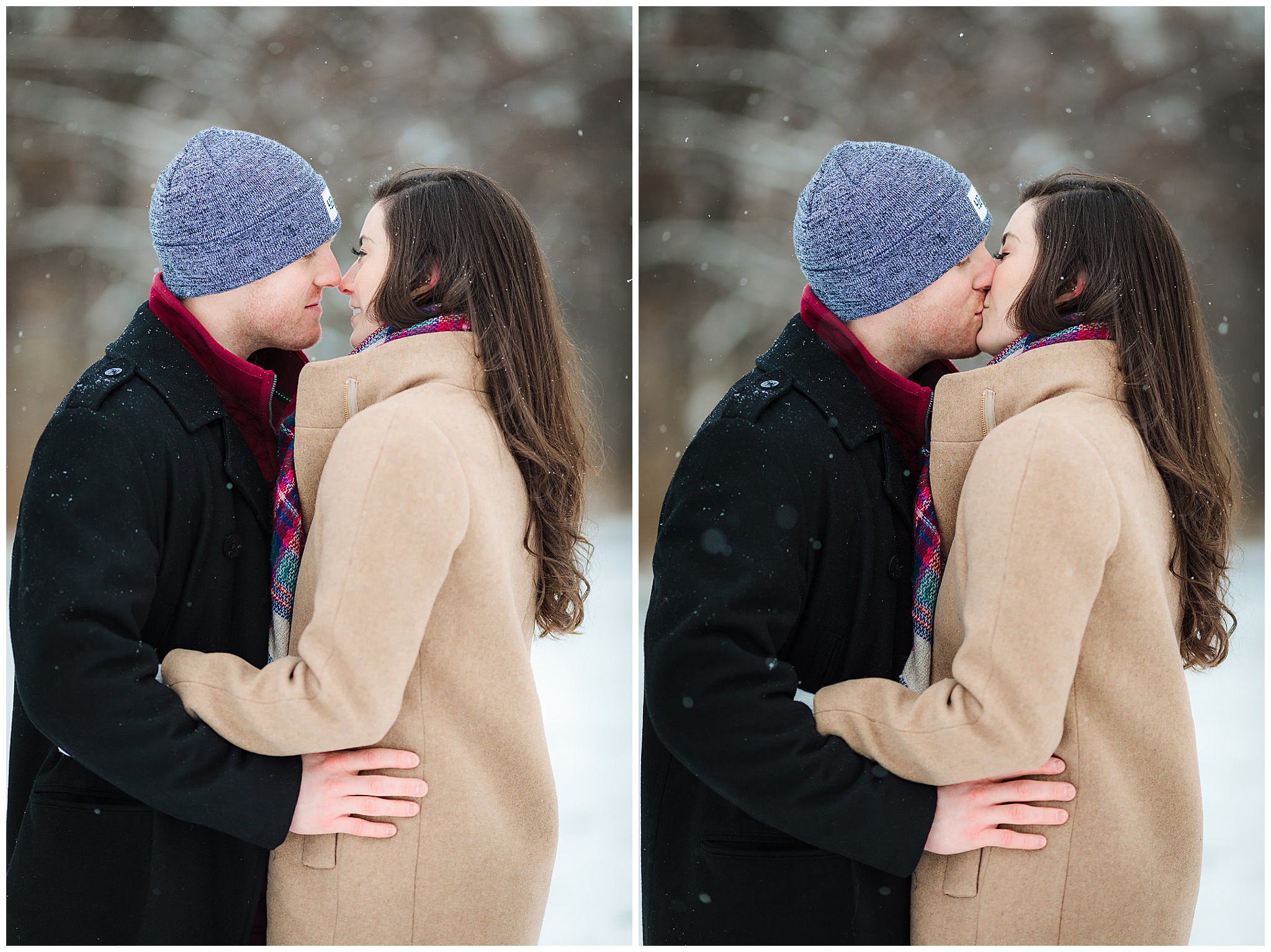 Point State Park engagement session in the snow
