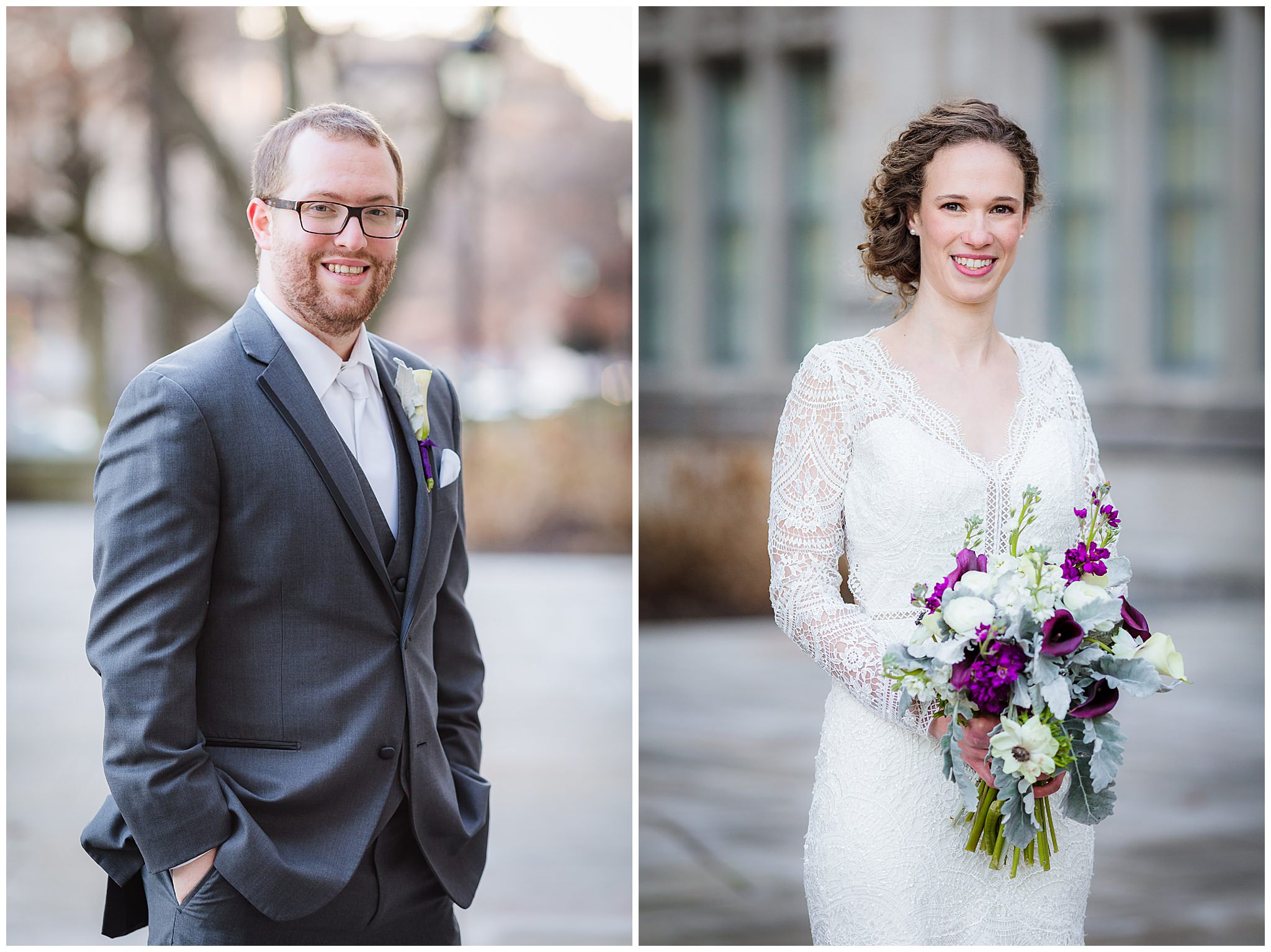 Bride & groom portraits at the Cathedral of Learning after a Heinz Chapel wedding