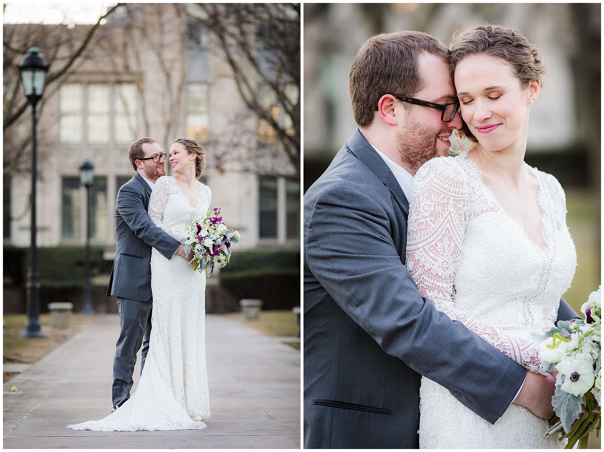 Bride & groom portraits on the lawn of Heinz Chapel & the Cathedral of Learning in Pittsburgh
