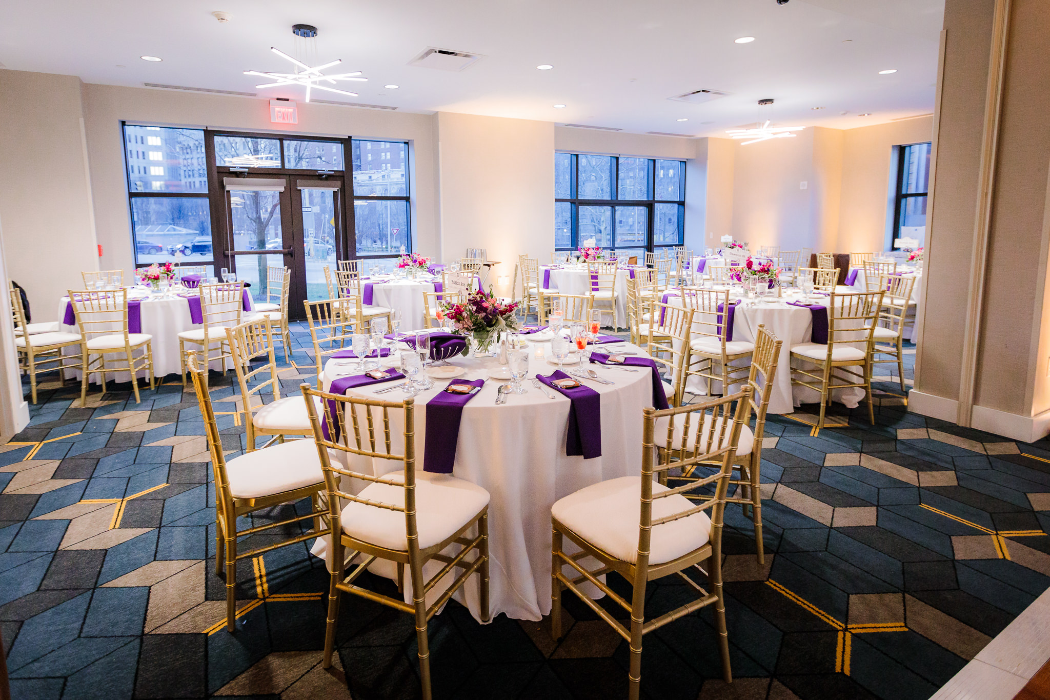The Monongahela room at DoubleTree Pittsburgh Downtown set up for a wedding reception