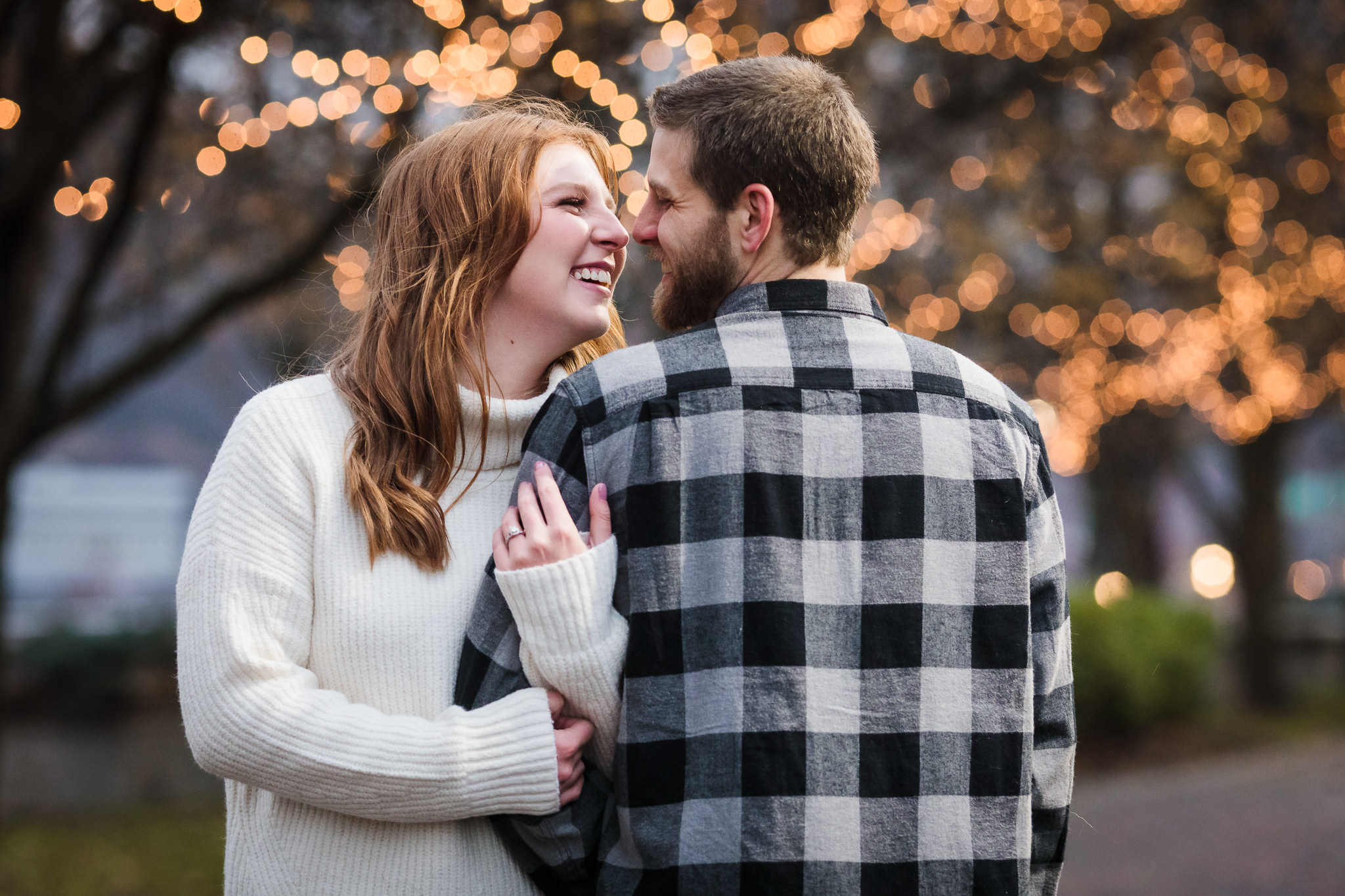 North Shore engagement session with Christmas lights